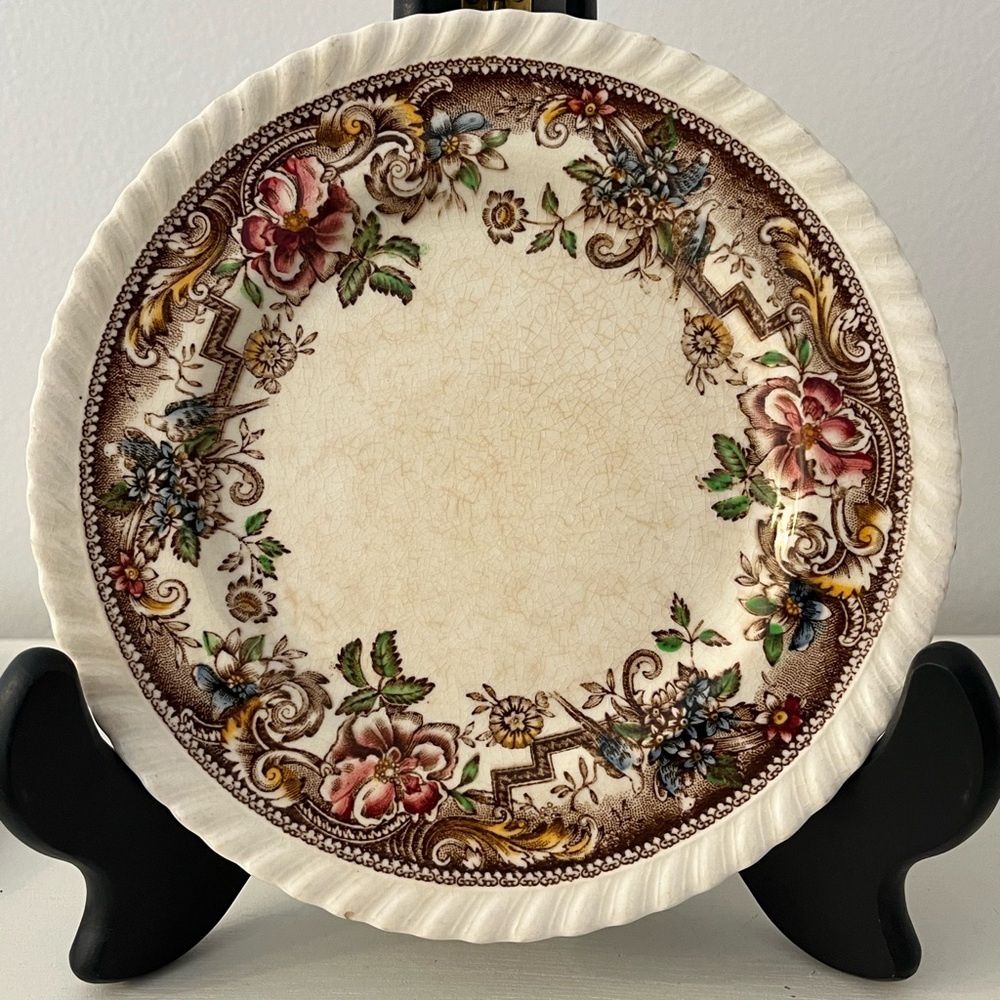 Set of 4 Vintage Johnson Brothers Devonshire Plates Brown Floral - Picture 5 of 12